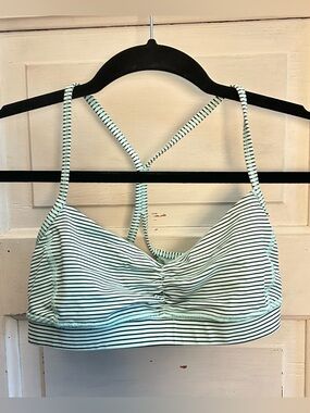lululemon Mint Green & Black Striped athletic top